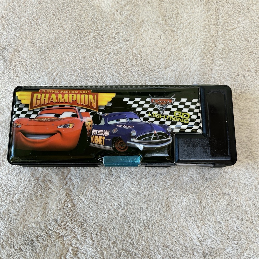 Pixar Cars Lightning McQueen Duo Sided Hard Pencil Case Piston Cup Championship
